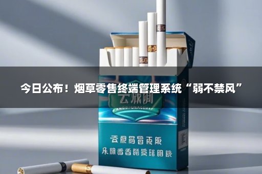 今日公布！烟草零售终端管理系统“弱不禁风”